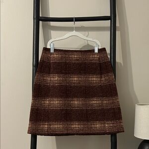 UNIQLO Wool Blend Plaid Brown Skirt